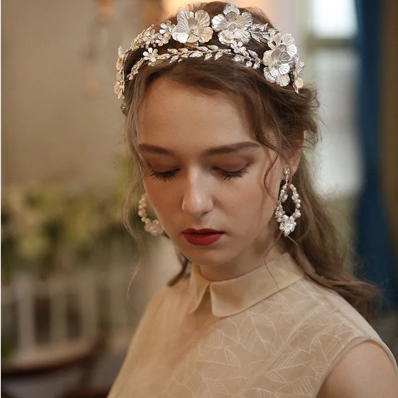 JESSAMY - Silver Botanical Bridal, Festival Flower Head Band or Hair vine