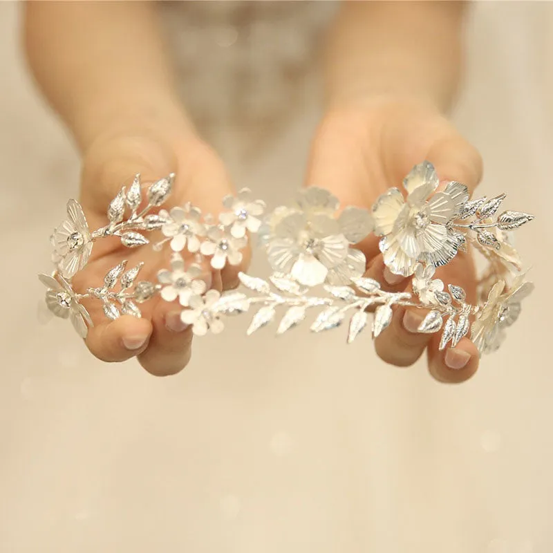 JESSAMY - Silver Botanical Bridal, Festival Flower Head Band or Hair vine