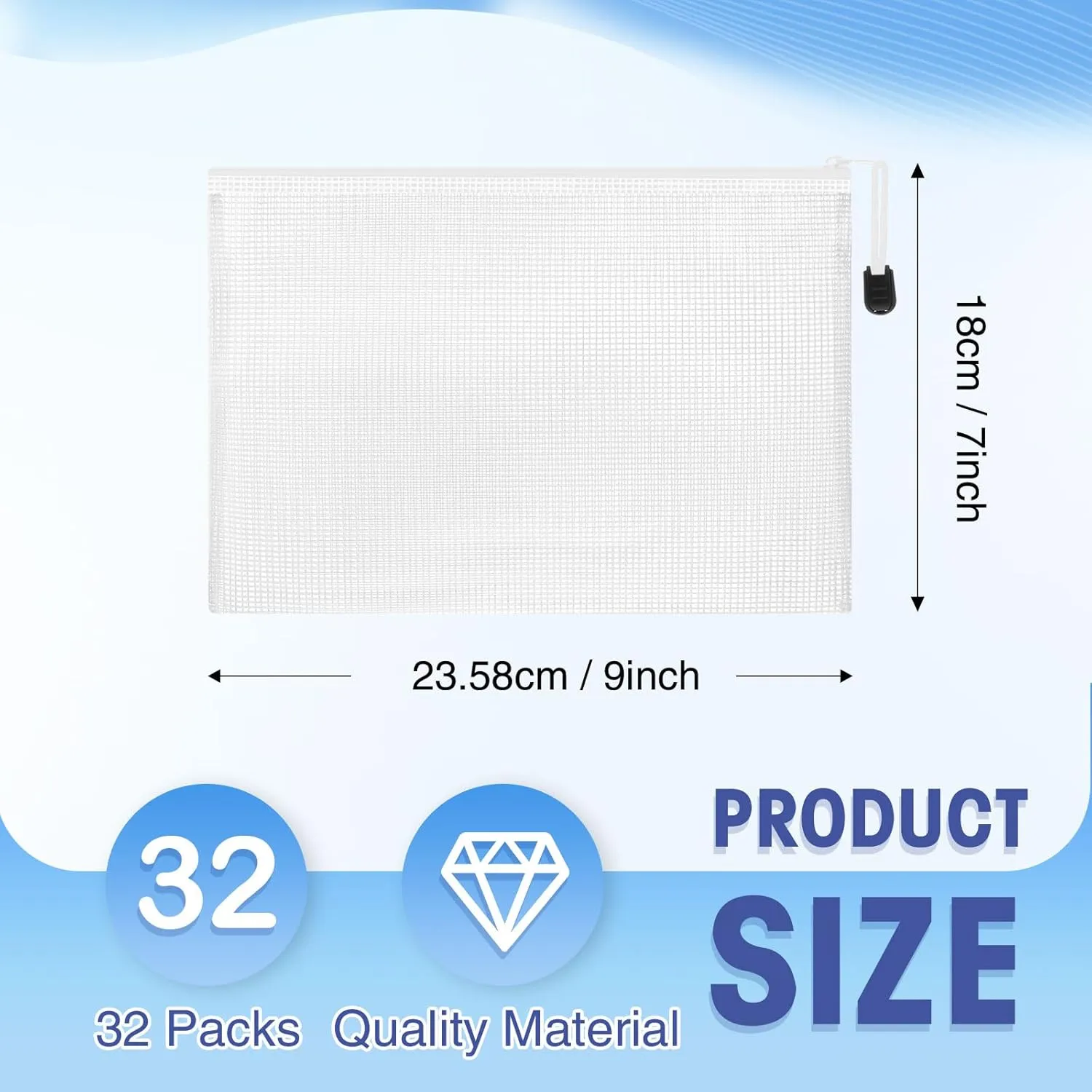 Jetec 32 Pcs Mesh Zipper Bags Toy Storage Bikini Organizer Bags Waterproof Zipper Pouches Reusable Puzzle Pouch Multipurpose for Organizing Storage Office(White,9 x 7 Inch)