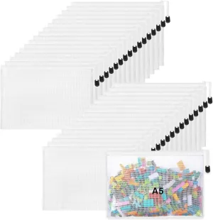 Jetec 32 Pcs Mesh Zipper Bags Toy Storage Bikini Organizer Bags Waterproof Zipper Pouches Reusable Puzzle Pouch Multipurpose for Organizing Storage Office(White,9 x 7 Inch)