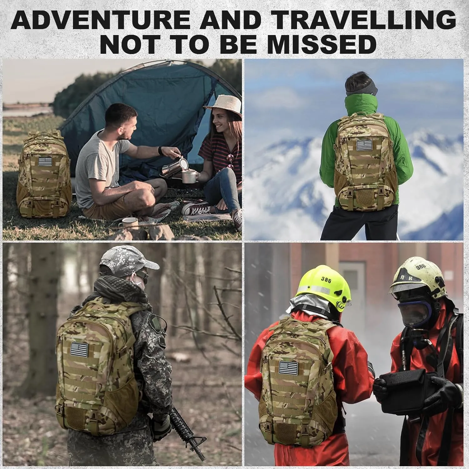 Jueachy Tactical Backpack for Men Hiking Day Pack Molle Military Rucksack Waterproof 30L EDC Bag with USA Flag Patch