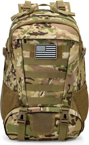 Jueachy Tactical Backpack for Men Hiking Day Pack Molle Military Rucksack Waterproof 30L EDC Bag with USA Flag Patch