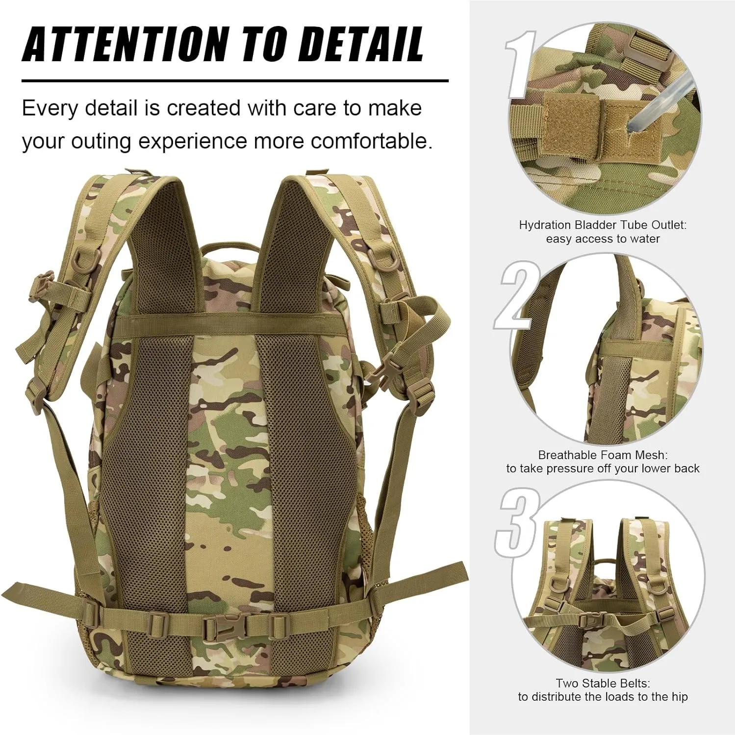 Jueachy Tactical Backpack for Men Hiking Day Pack Molle Military Rucksack Waterproof 30L EDC Bag with USA Flag Patch