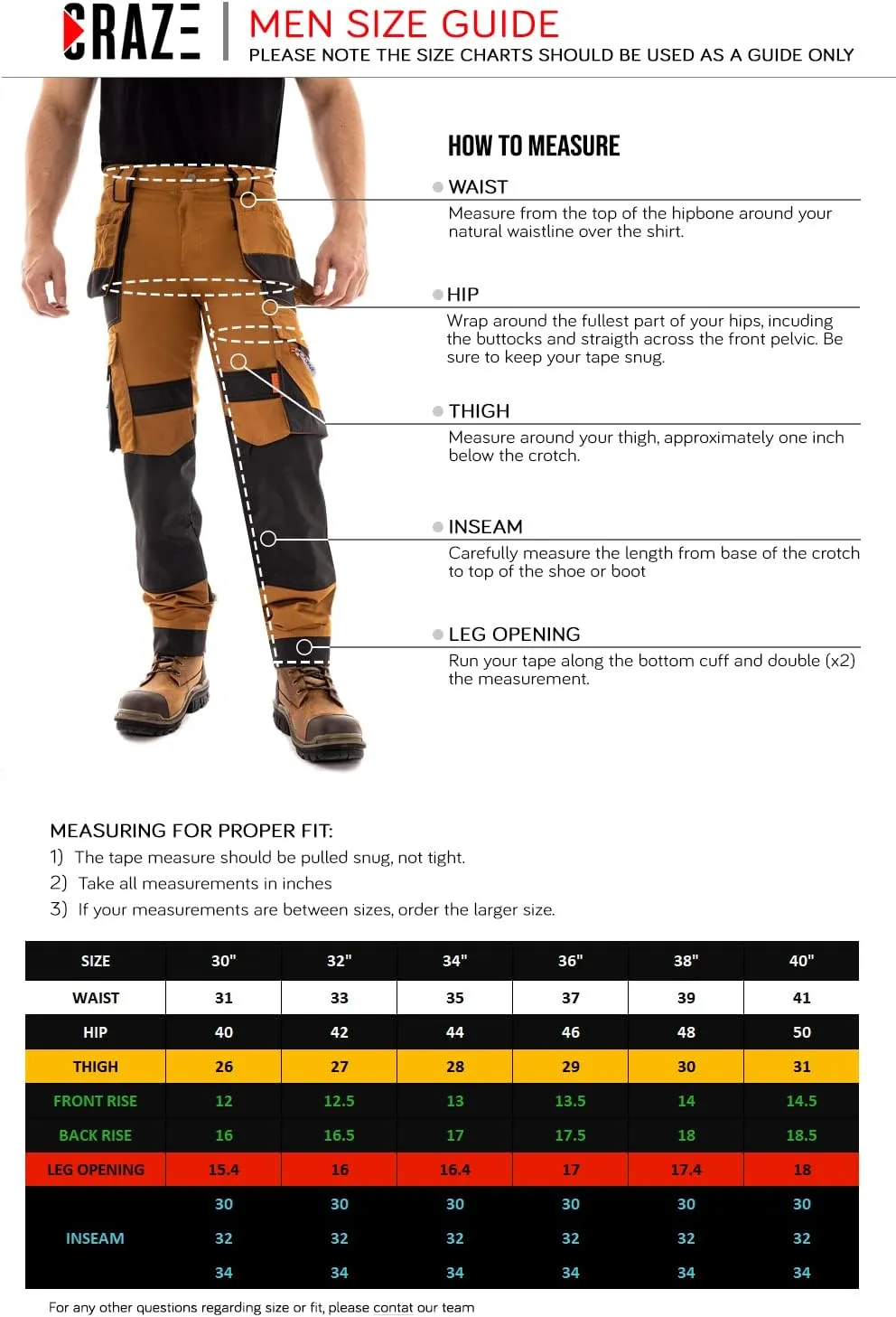 Juicy Trendz Men's Heavy Duty Work Cargo Pants – Reinforced Knees, Multi-Pocket Trousers for Construction & Mechanics