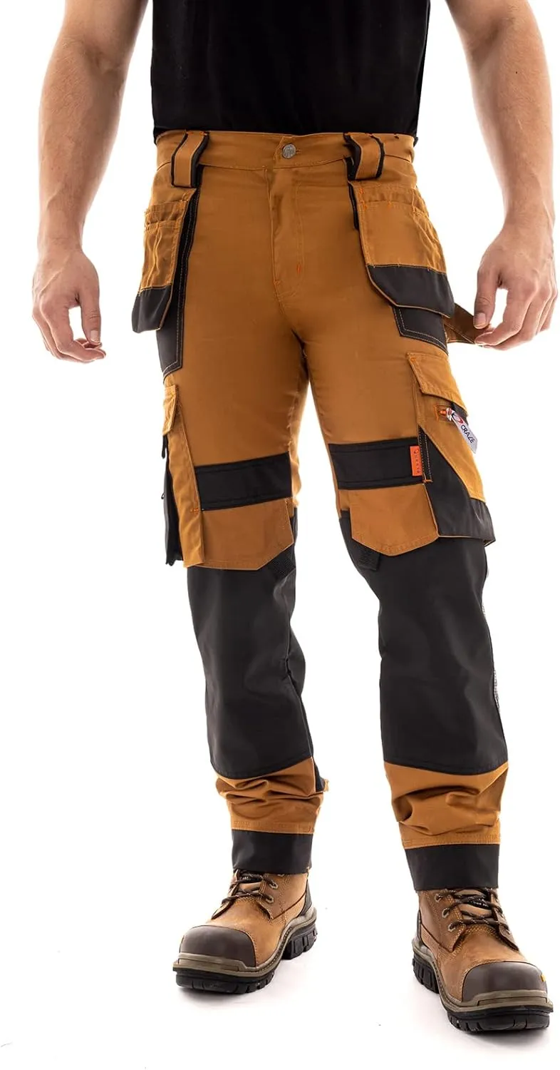 Juicy Trendz Men's Heavy Duty Work Cargo Pants – Reinforced Knees, Multi-Pocket Trousers for Construction & Mechanics