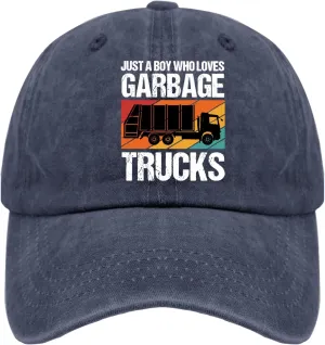 Just A Boy Who Loves Garbage Trucks Sun Hat Running Cap Pigment Black Mens Hat Gifts for Son Cycling Cap