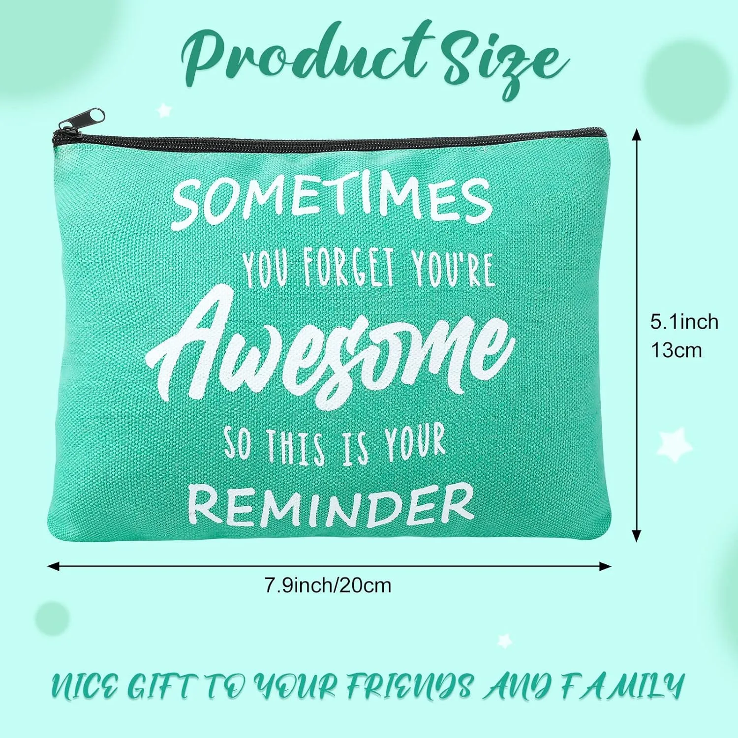 Kajaia 50 Pcs Inspirational Gifts Cosmetic Bags Thank You Appreciation Gift Canvas Makeup Bag Toiletry Bag with Zipper Motivational Quotes Purse for Girl Women Mom(5.1 x 7.9 Inch)
