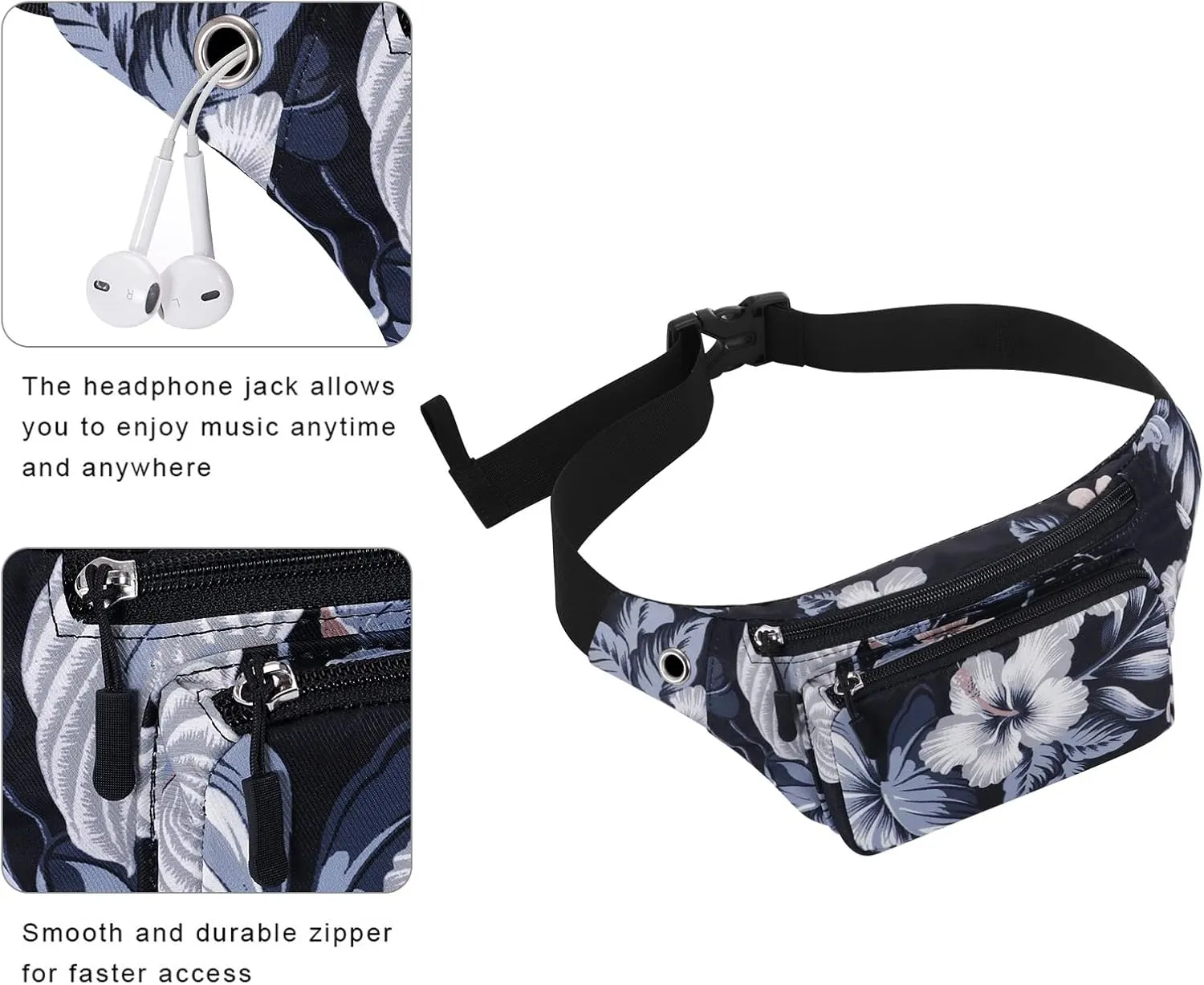 KAMO Fanny Pack, Waist Bag Sling Backpack Water Resistant Durable Polyester Small Waist Bag