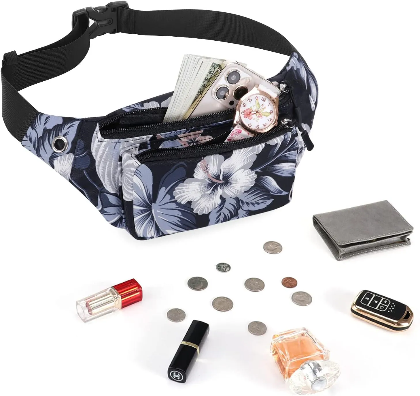 KAMO Fanny Pack, Waist Bag Sling Backpack Water Resistant Durable Polyester Small Waist Bag