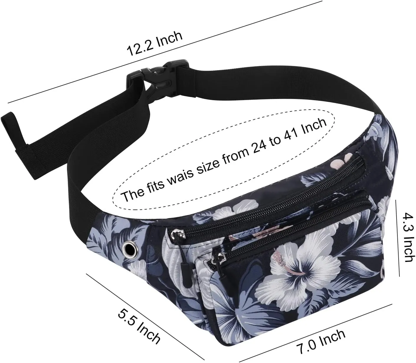 KAMO Fanny Pack, Waist Bag Sling Backpack Water Resistant Durable Polyester Small Waist Bag