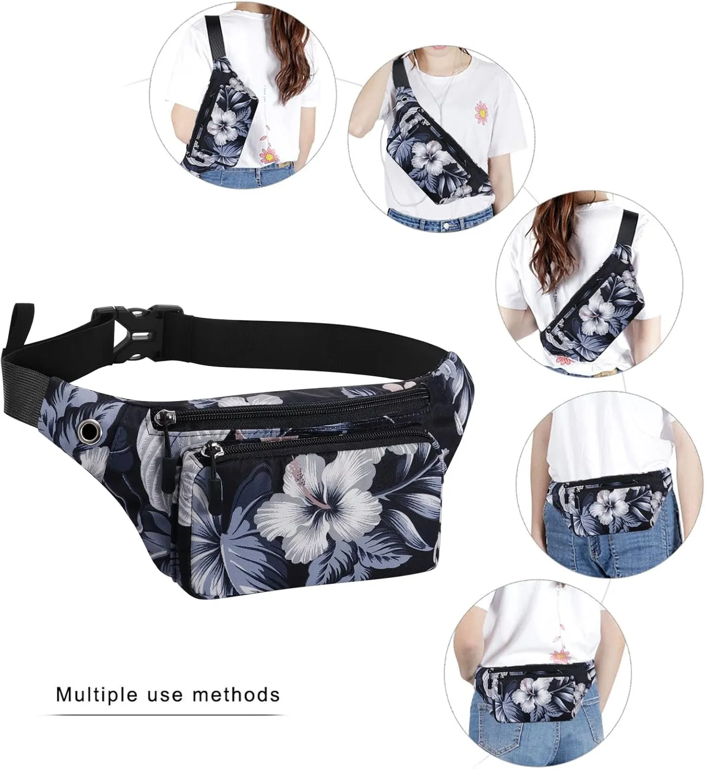KAMO Fanny Pack, Waist Bag Sling Backpack Water Resistant Durable Polyester Small Waist Bag
