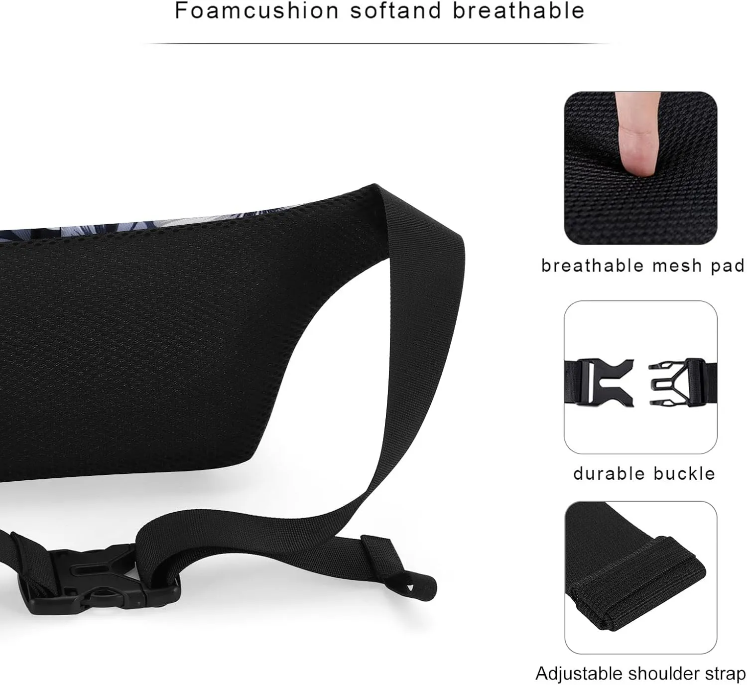 KAMO Fanny Pack, Waist Bag Sling Backpack Water Resistant Durable Polyester Small Waist Bag
