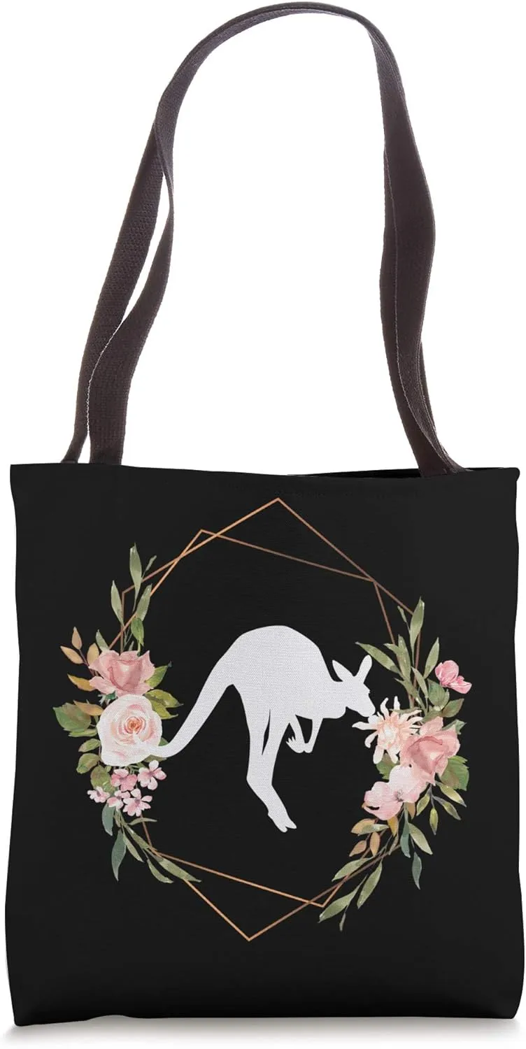 Kangaroo Australia Wild Animal Mammal Roo Jump Black Tote Bag