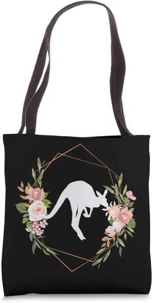 Kangaroo Australia Wild Animal Mammal Roo Jump Black Tote Bag