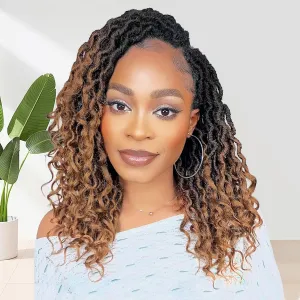 Karida Goddess Locs Crochet Hair 12 Inch, 8 Packs Faux Locs Crochet Hair for Black Women, Pre Looped Crochet Faux Locs With Curly Ends (12 Inch (Pack of 8), 1B/4/30#)