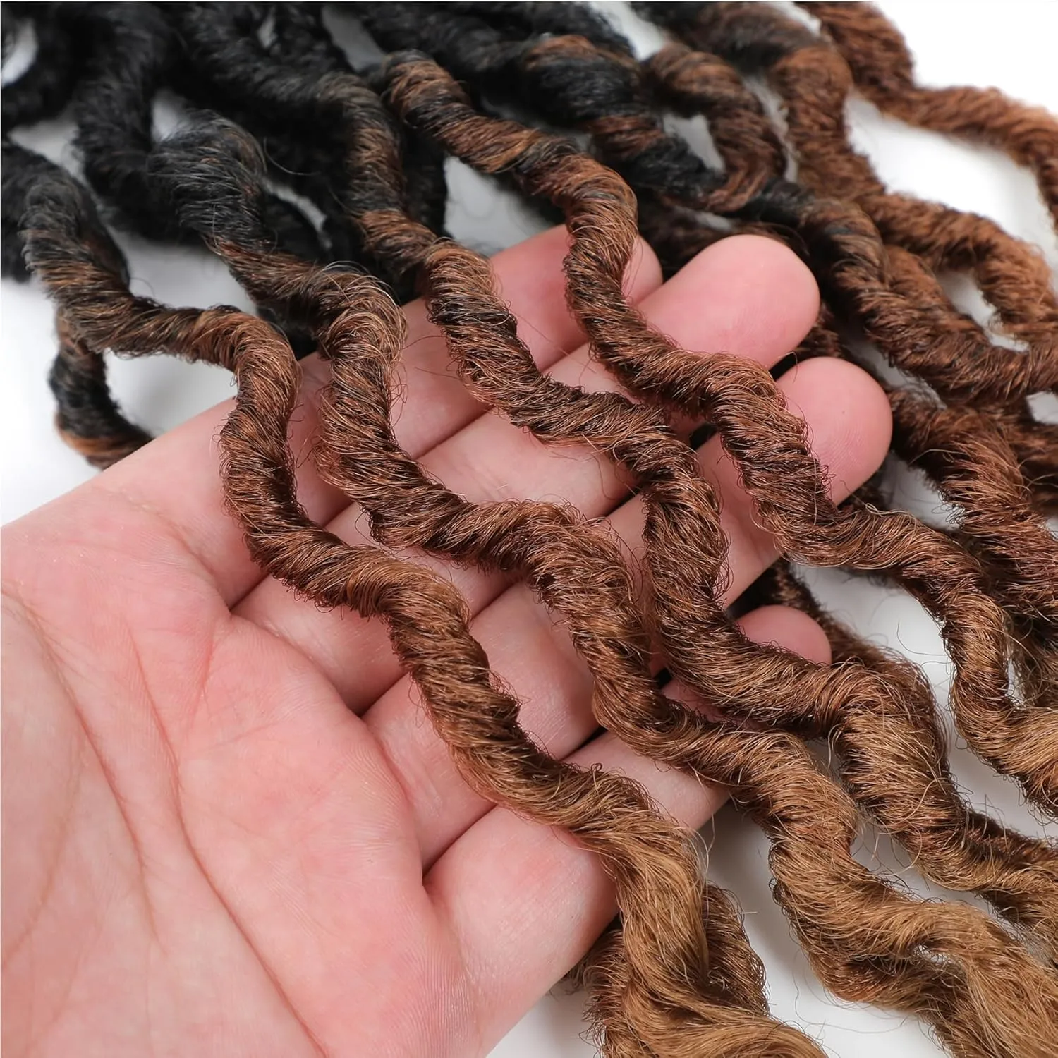 Karida Goddess Locs Crochet Hair 12 Inch, 8 Packs Faux Locs Crochet Hair for Black Women, Pre Looped Crochet Faux Locs With Curly Ends (12 Inch (Pack of 8), 1B/4/30#)