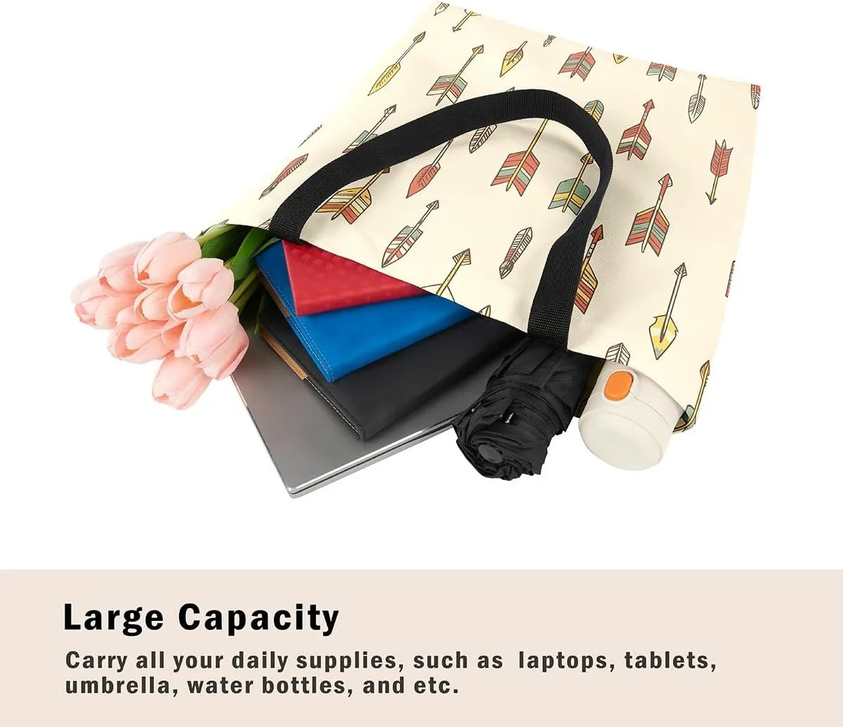 Kawaii Canvas Tote Bag for Women,Rainbow Cute Clouds Raindrop Handbag,Bohemian Stars Love Hearts Shoulder Bag