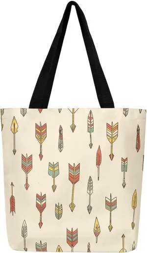 Kawaii Canvas Tote Bag for Women,Rainbow Cute Clouds Raindrop Handbag,Bohemian Stars Love Hearts Shoulder Bag