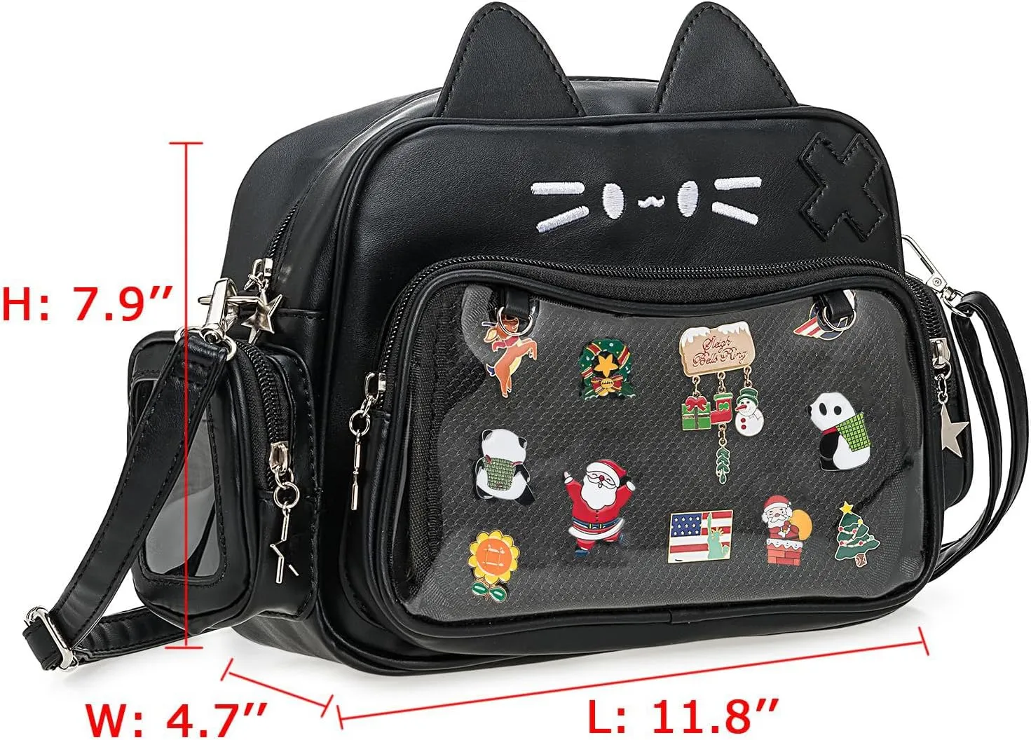 Kawaii Ita Bag Backpack Crossbody Bag Cat Shoulder Bags Multi-Purpose Pin Display with Insert