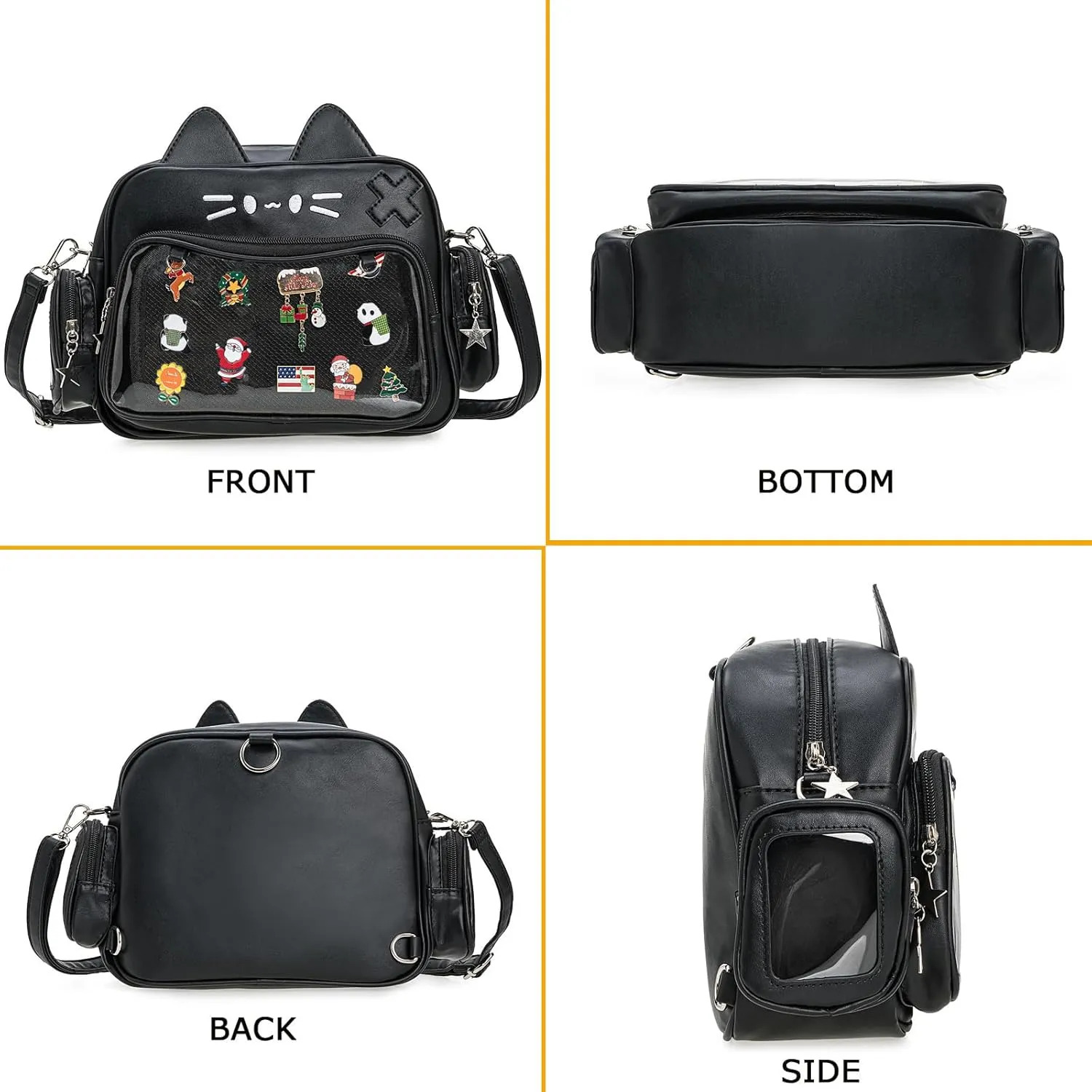 Kawaii Ita Bag Backpack Crossbody Bag Cat Shoulder Bags Multi-Purpose Pin Display with Insert