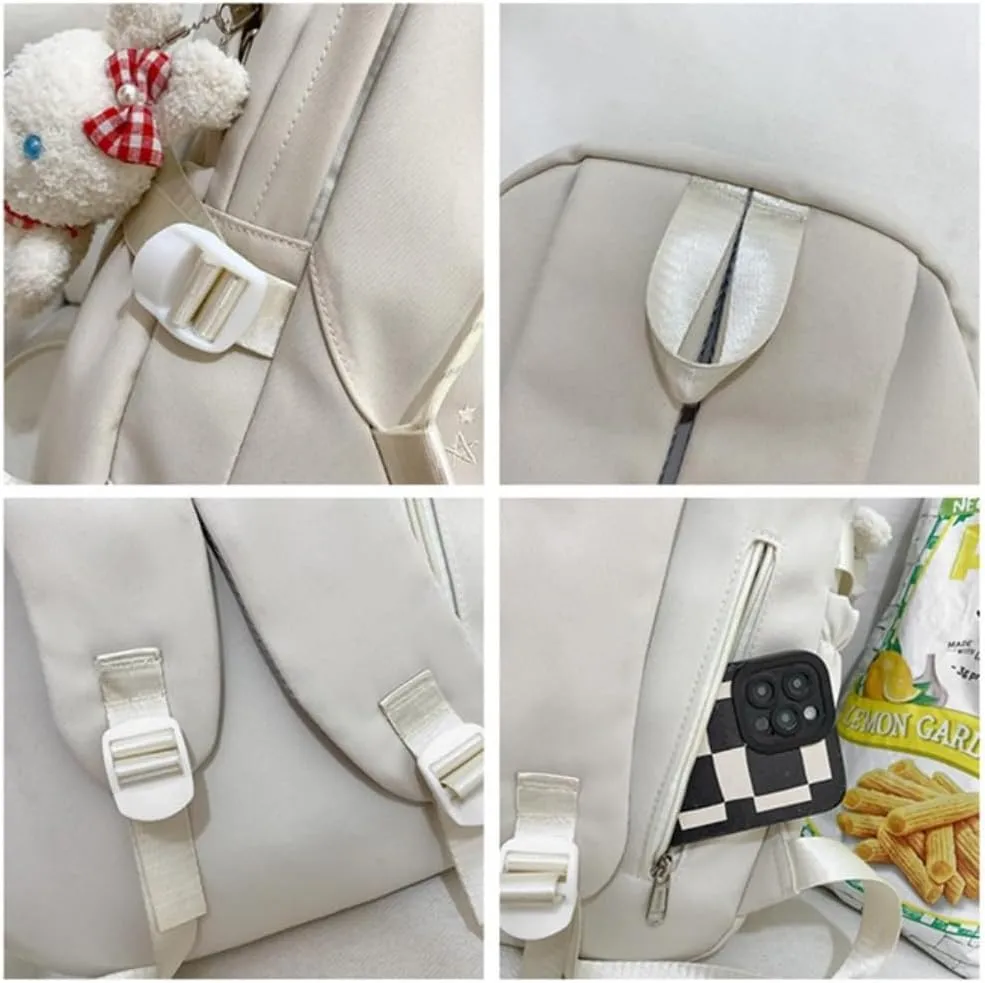 Kawaii Lightweight Waterproof Aesthetic Backpack Shoulder Bag with Cute Accessories (E-Blue Backpack)