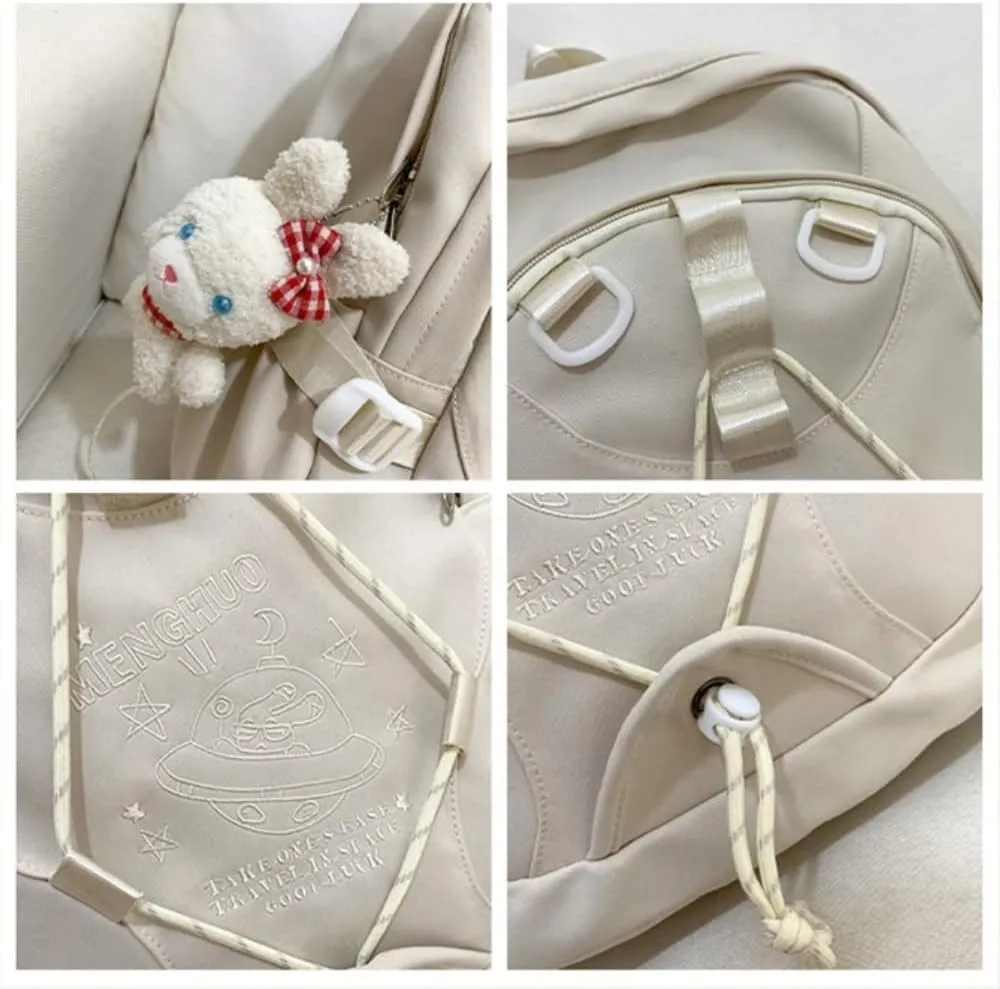 Kawaii Lightweight Waterproof Aesthetic Backpack Shoulder Bag with Cute Accessories (E-Blue Backpack)