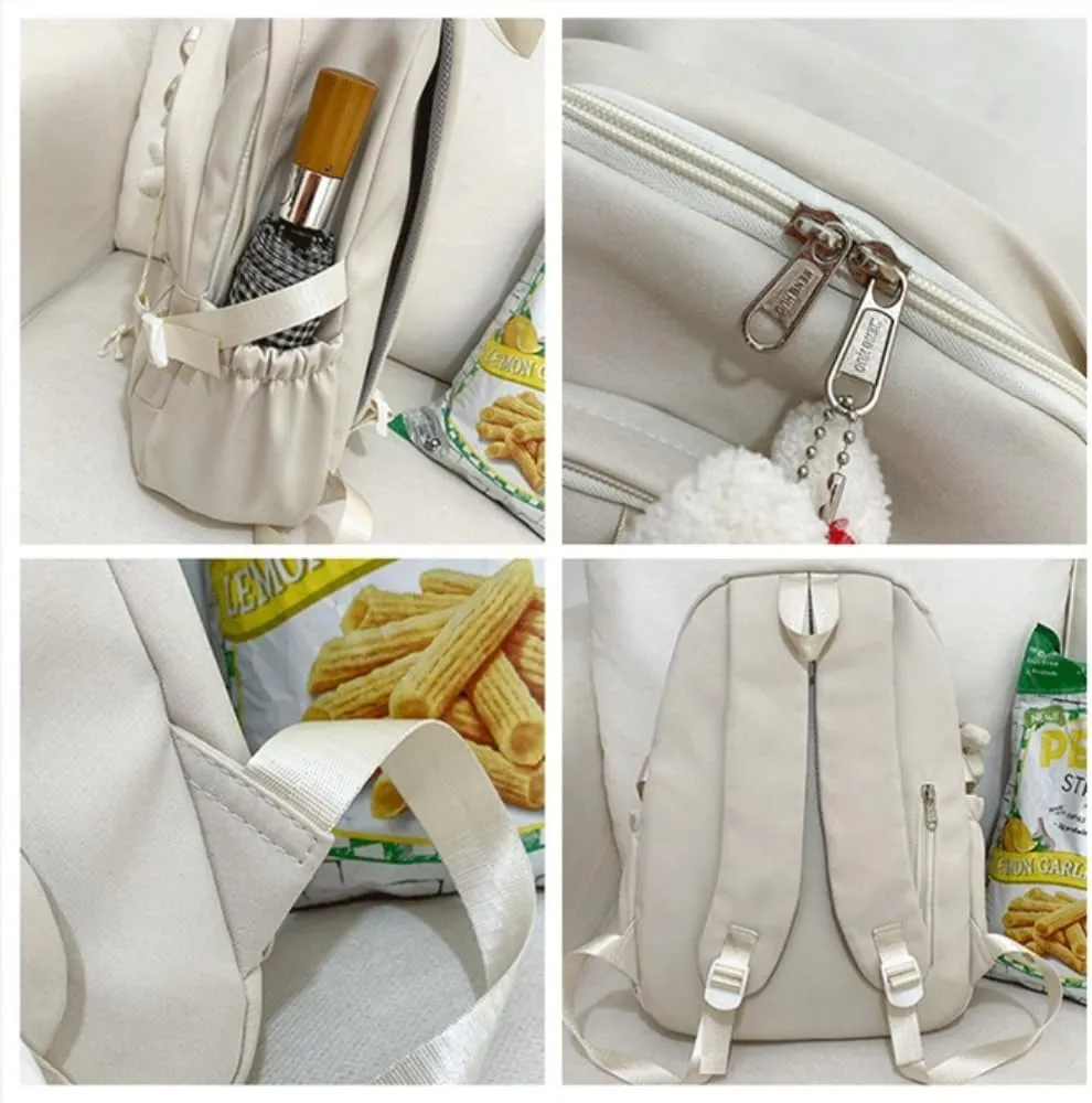 Kawaii Lightweight Waterproof Aesthetic Backpack Shoulder Bag with Cute Accessories (E-Blue Backpack)