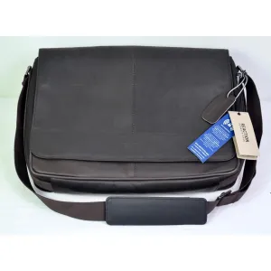 Kenneth Cole Reaction  Leather Messenger Bag Black