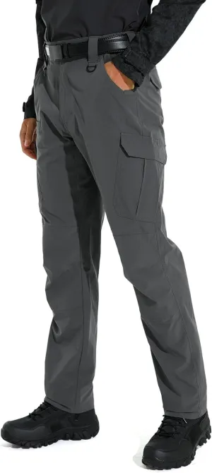 KFUBUO Men's Lightweight Ripstop Tactical Cargo Pants, Water Resistant Hiking Work Pants Relaxed Fit Black