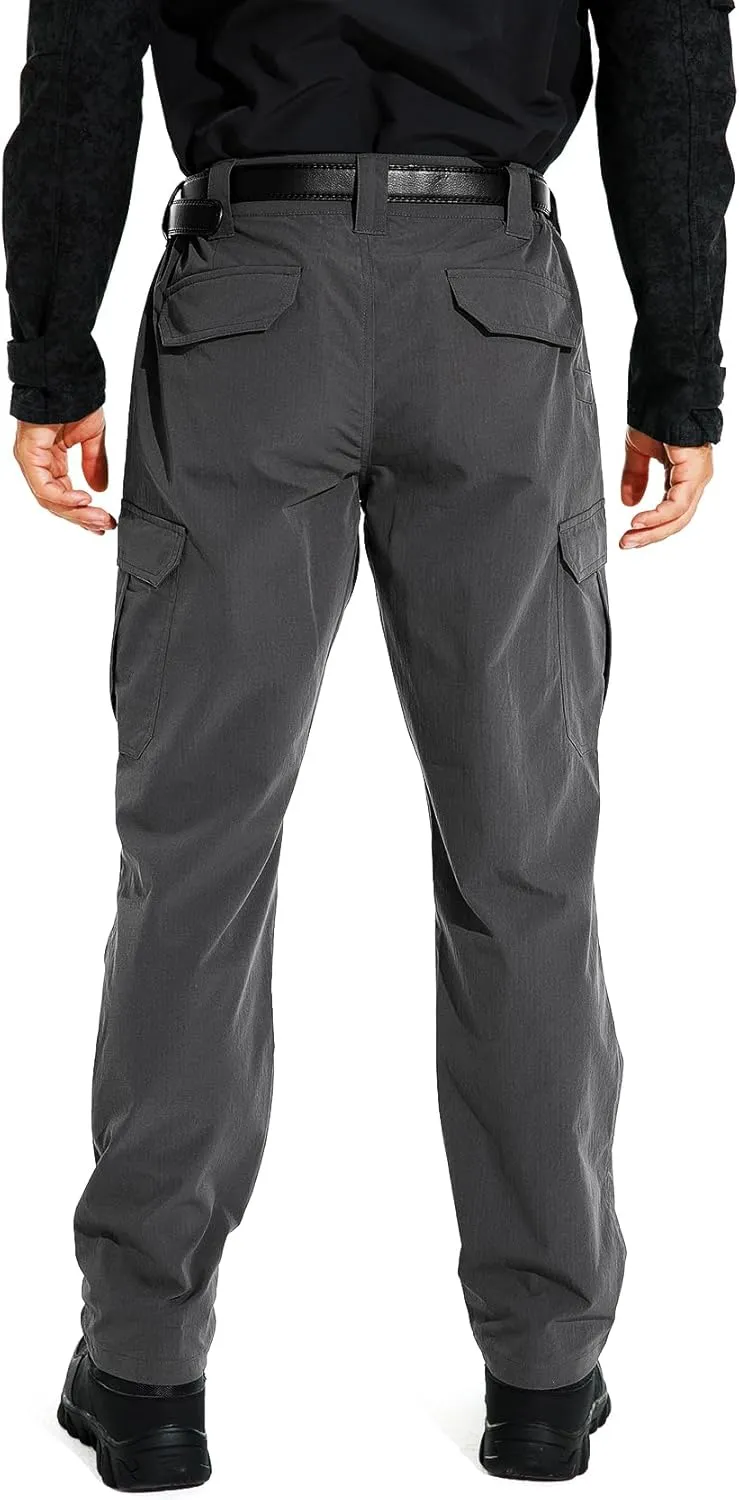 KFUBUO Men's Lightweight Ripstop Tactical Cargo Pants, Water Resistant Hiking Work Pants Relaxed Fit Black