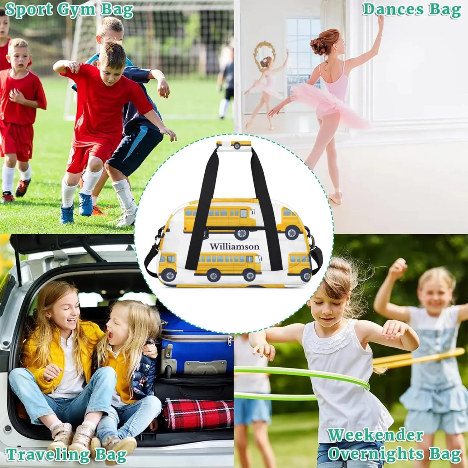 Kids Duffle Bag Personalized Gym Bag Overnight Bags, Ideal for Travel and Sports, Suitable for Men Women for Gym, Dance, Yoga, Durable Waterproof Sport Overnight Handbags Car Bus