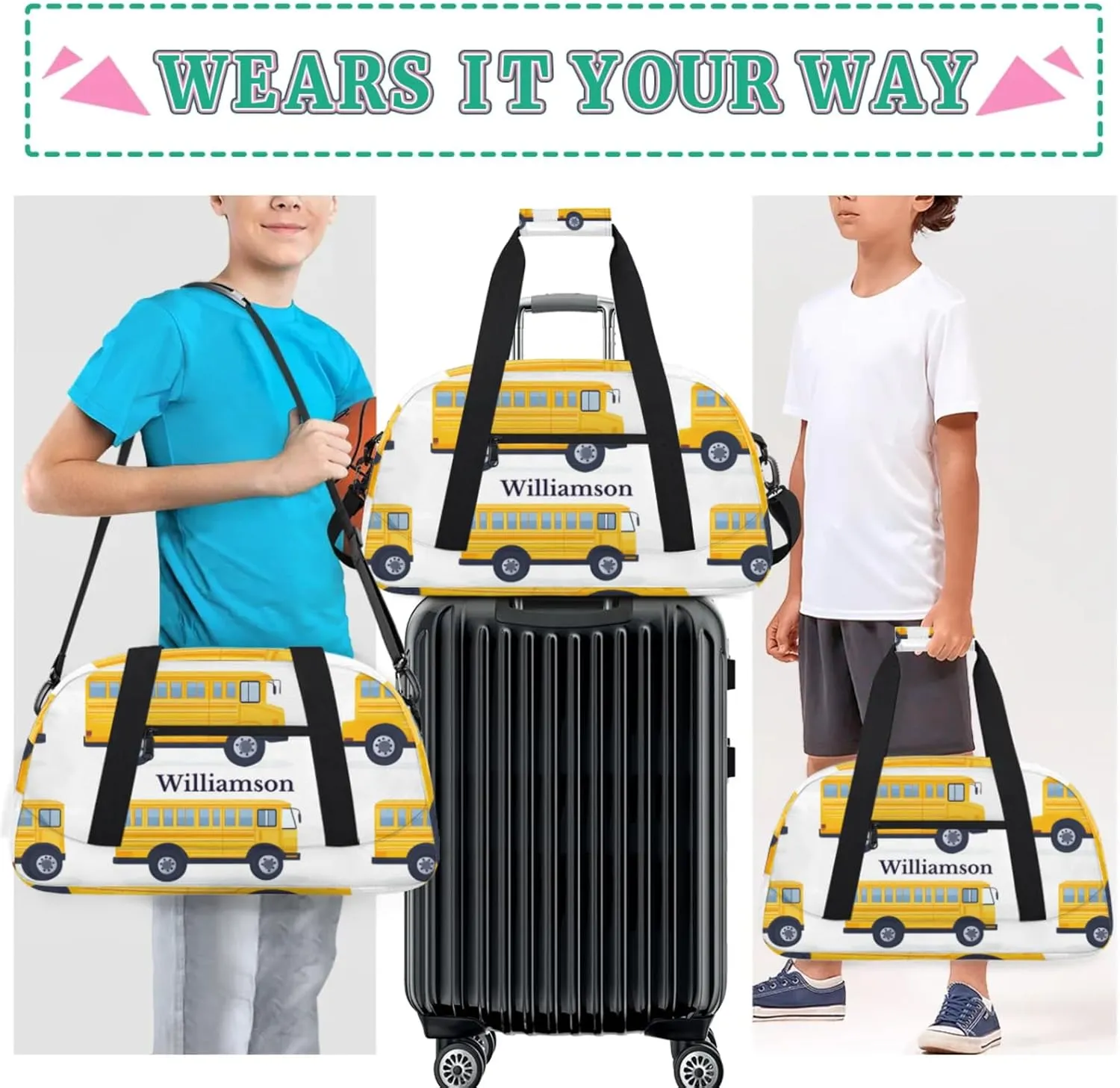 Kids Duffle Bag Personalized Gym Bag Overnight Bags, Ideal for Travel and Sports, Suitable for Men Women for Gym, Dance, Yoga, Durable Waterproof Sport Overnight Handbags Car Bus