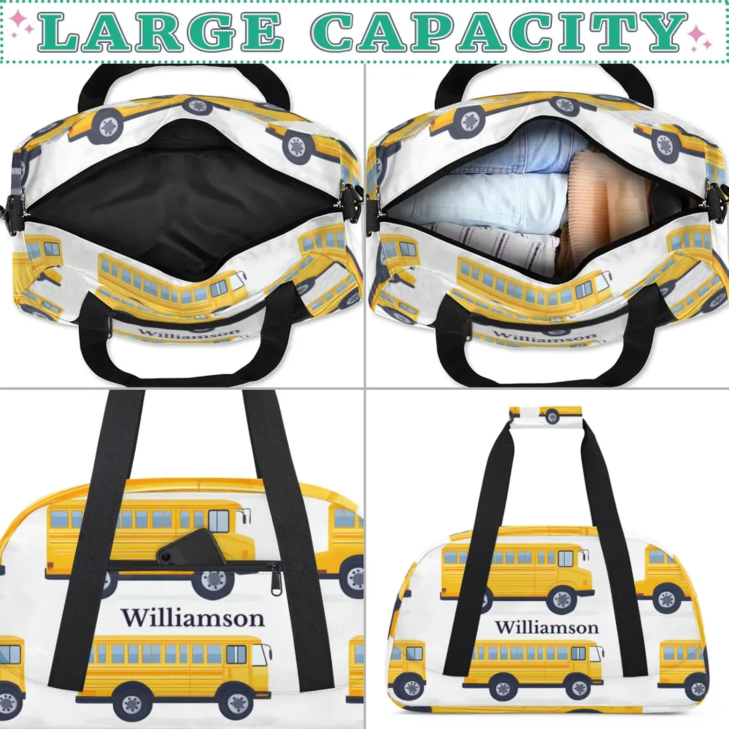 Kids Duffle Bag Personalized Gym Bag Overnight Bags, Ideal for Travel and Sports, Suitable for Men Women for Gym, Dance, Yoga, Durable Waterproof Sport Overnight Handbags Car Bus