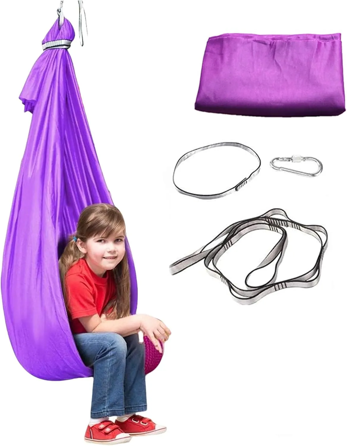 Kids Sensory Swing - Indoor Sensory Swing, Hanging | Snuggle Cuddle Hammock, Portable Soft Relaxing Sensory for Backyard Playground Patio Camping Classroom Treehouse Nursery Garden