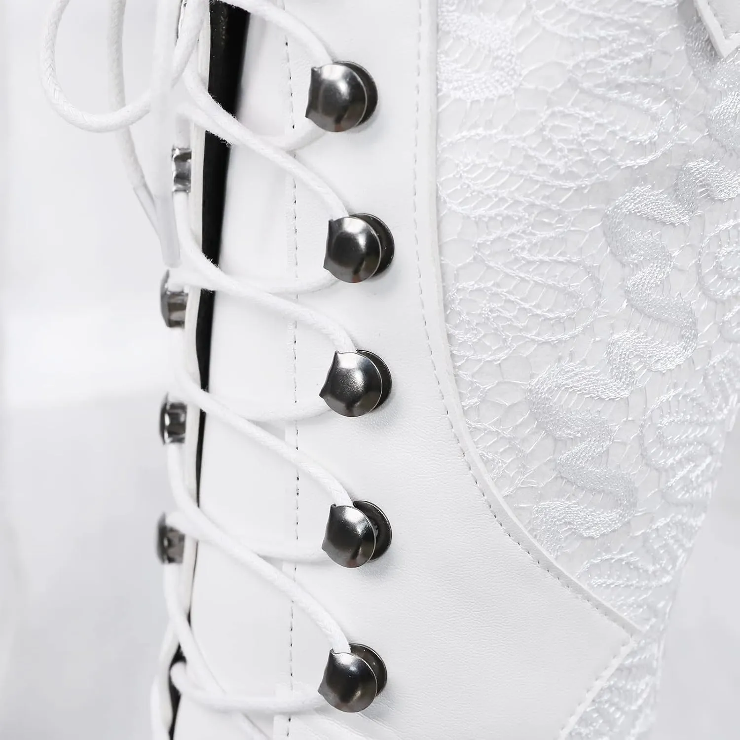 Knee High Boots Women Gothic Boots Womens Victorian Lace up Booties Mid Calf Boots Gothic Chunky Kitten Heel Boots