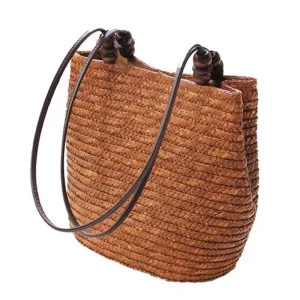 Knitted Straw Stripes Bag
