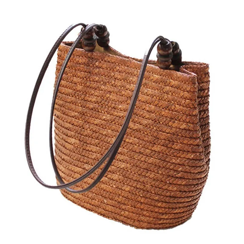 Knitted Straw Stripes Bag