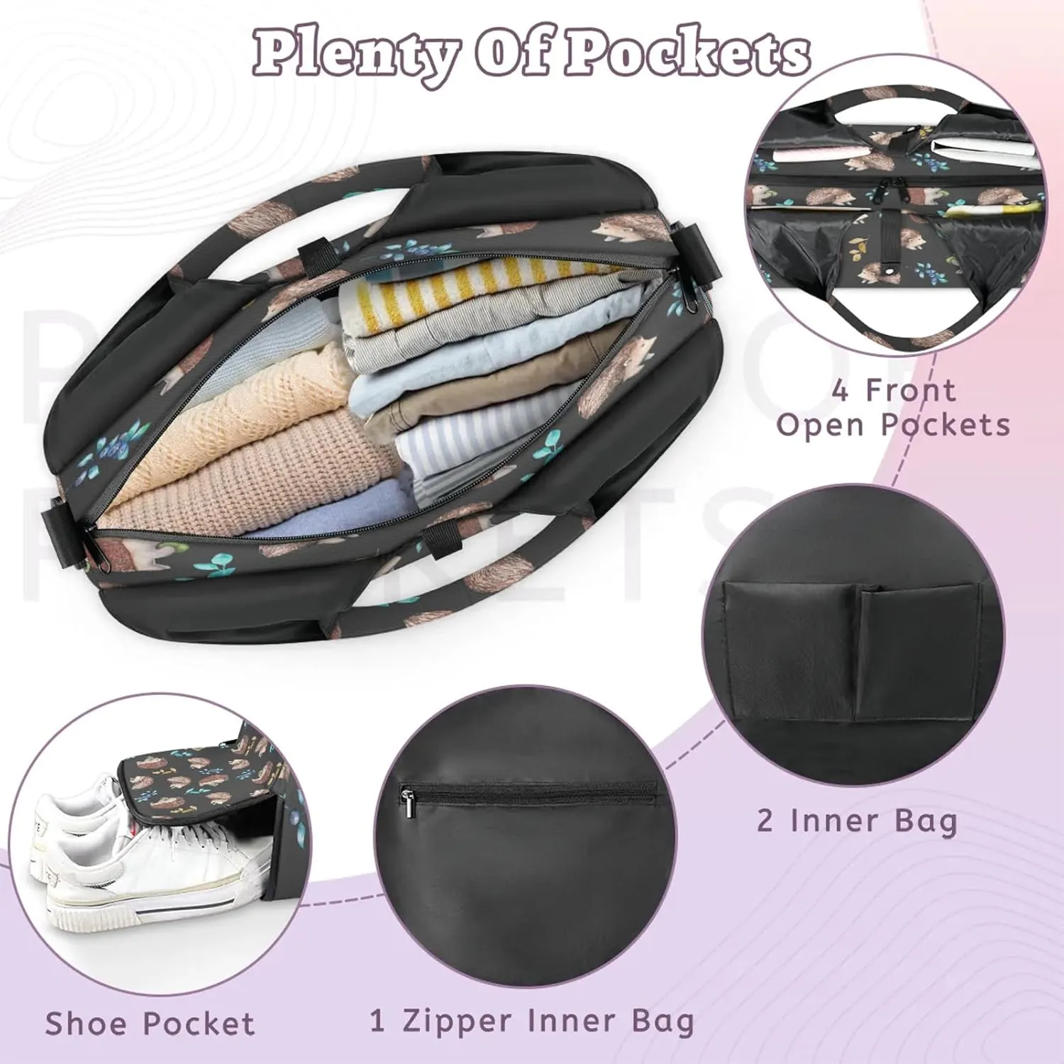 KOBLEN Yoga Gym Bags for Women Duffel Bag with Shoe Compartment and Yoga Mat Portable Weekender Bags for Pilates Travel Offices Workout Beach