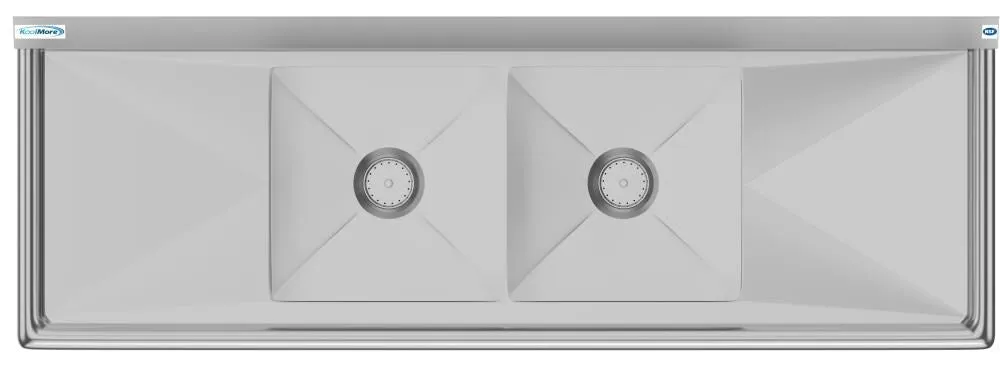 KoolMore Stainless Steel 2-Basin Freestanding Utility Tub with Drain