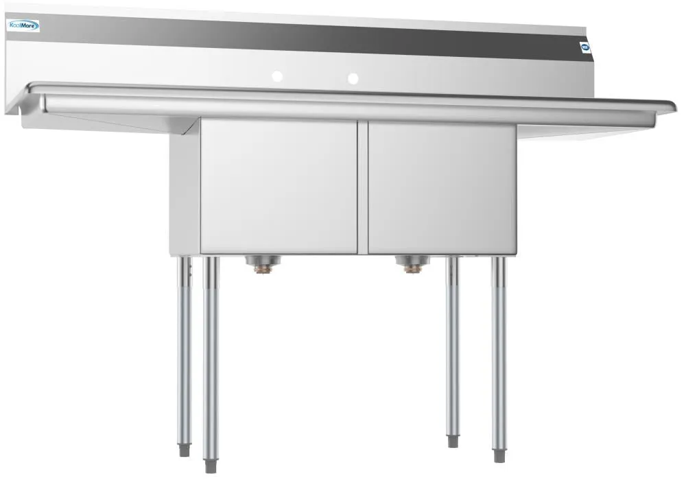 KoolMore Stainless Steel 2-Basin Freestanding Utility Tub with Drain