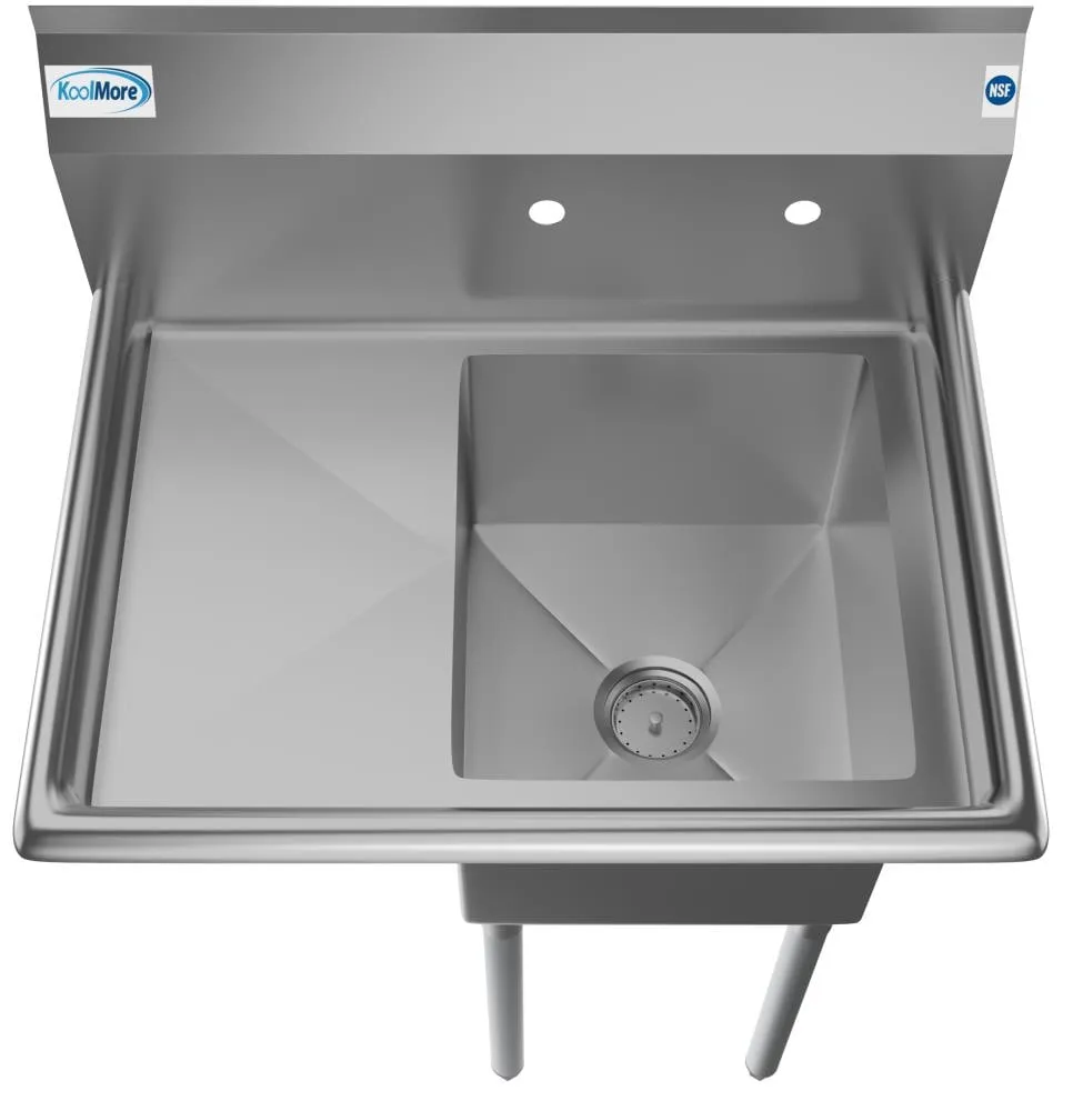 KoolMore Stainless Steel Freestanding Utility Tub with Drain - 22x29 inch