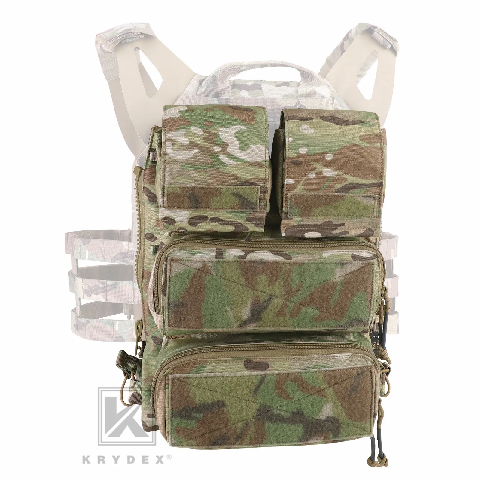 KRYDEX Tactical Modular Zip On Backpack for CPC NCPC JPC 2.0 AVS Vest Zipper Molle Back Panel