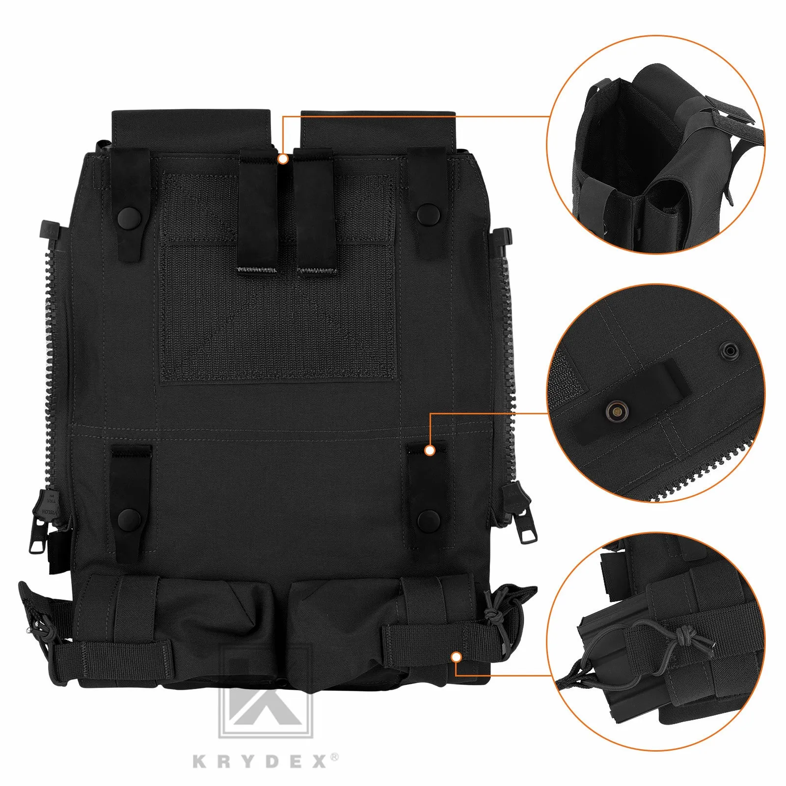 KRYDEX Tactical Modular Zip On Backpack for CPC NCPC JPC 2.0 AVS Vest Zipper Molle Back Panel