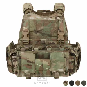 KRYDEX Tactical SCARAB Plate Carrier Heavy Duty Modular MOLLE Vest   MF IV Placard 556 & 9mm Magazine Pouch