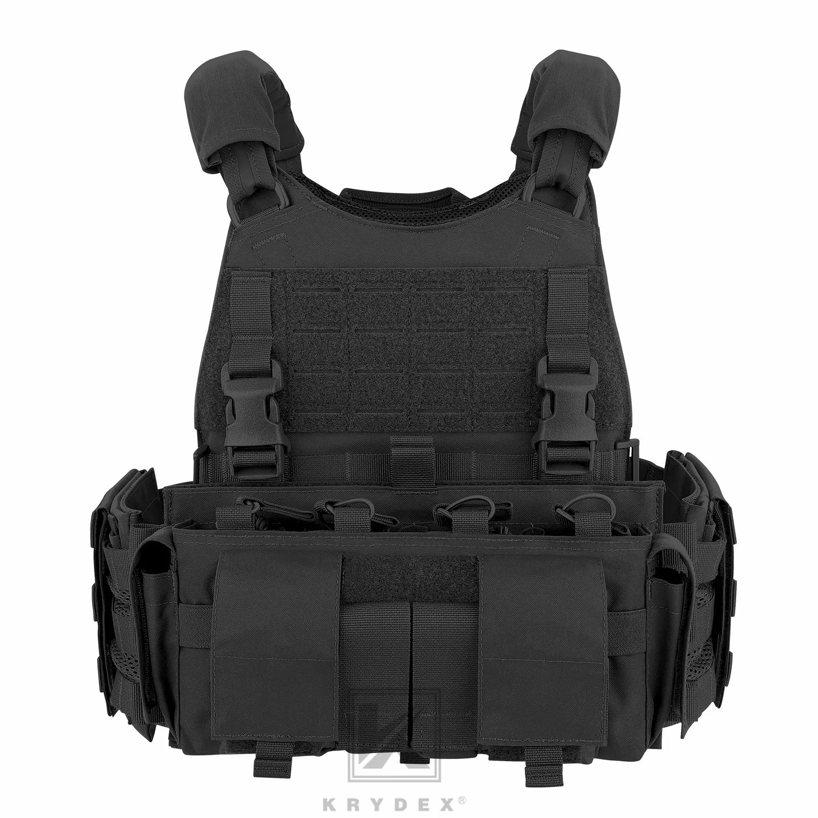 KRYDEX Tactical SCARAB Plate Carrier Heavy Duty Modular MOLLE Vest   MF IV Placard 556 & 9mm Magazine Pouch