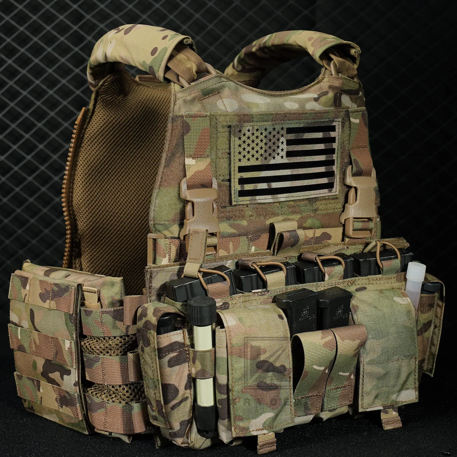 KRYDEX Tactical SCARAB Plate Carrier Heavy Duty Modular MOLLE Vest   MF IV Placard 556 & 9mm Magazine Pouch