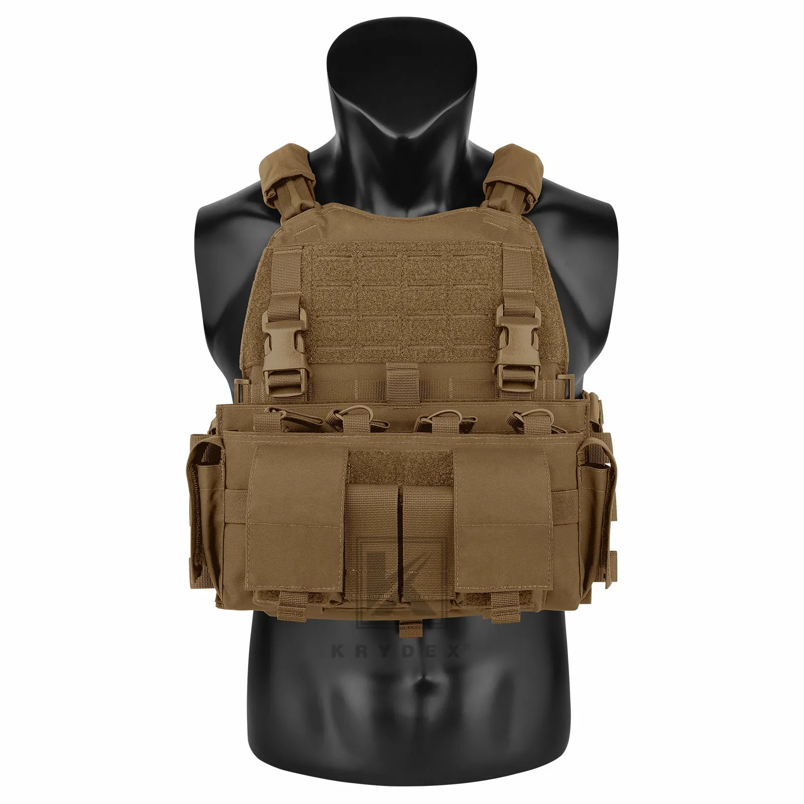 KRYDEX Tactical SCARAB Plate Carrier Heavy Duty Modular MOLLE Vest   MF IV Placard 556 & 9mm Magazine Pouch