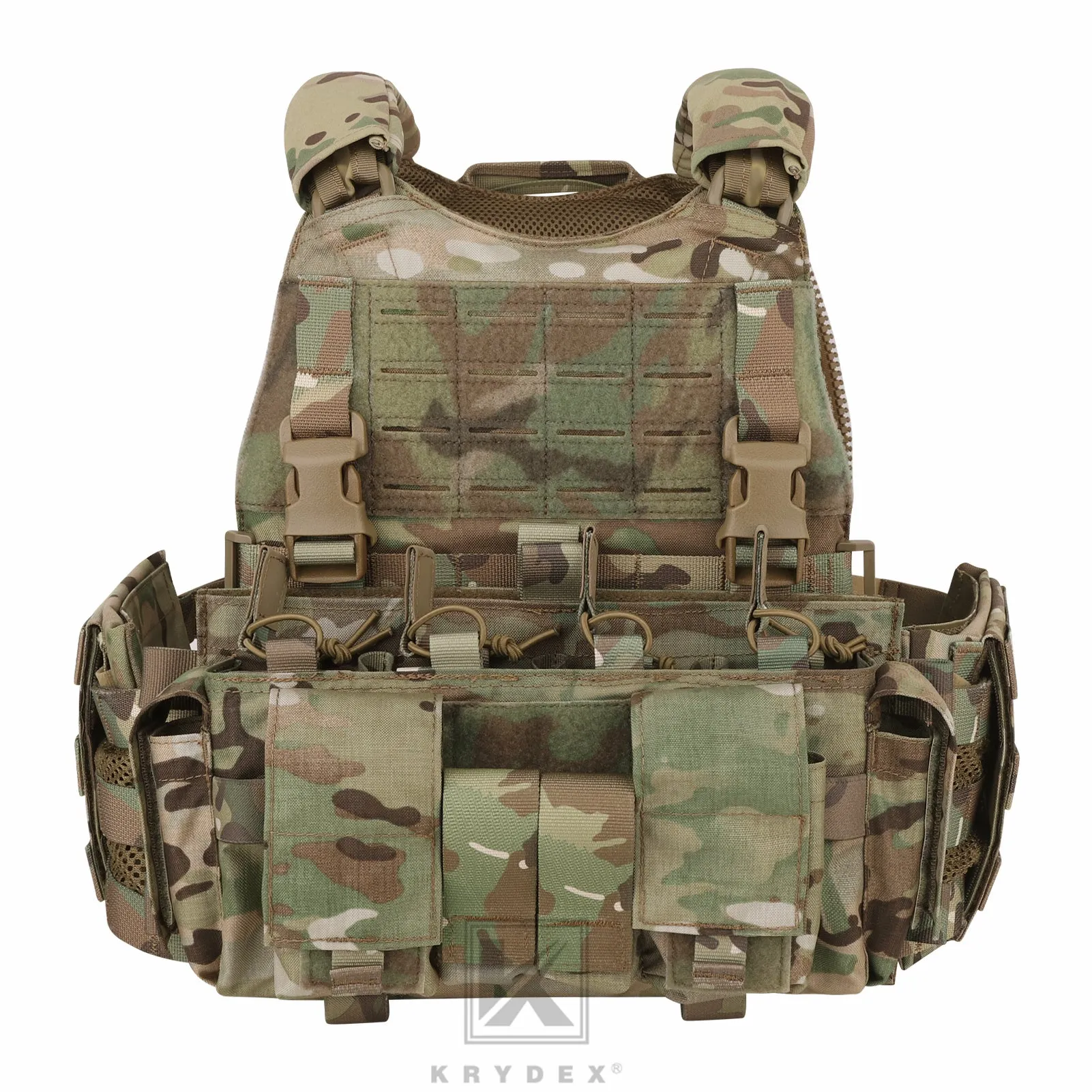 KRYDEX Tactical SCARAB Plate Carrier Heavy Duty Modular MOLLE Vest   MF IV Placard 556 & 9mm Magazine Pouch