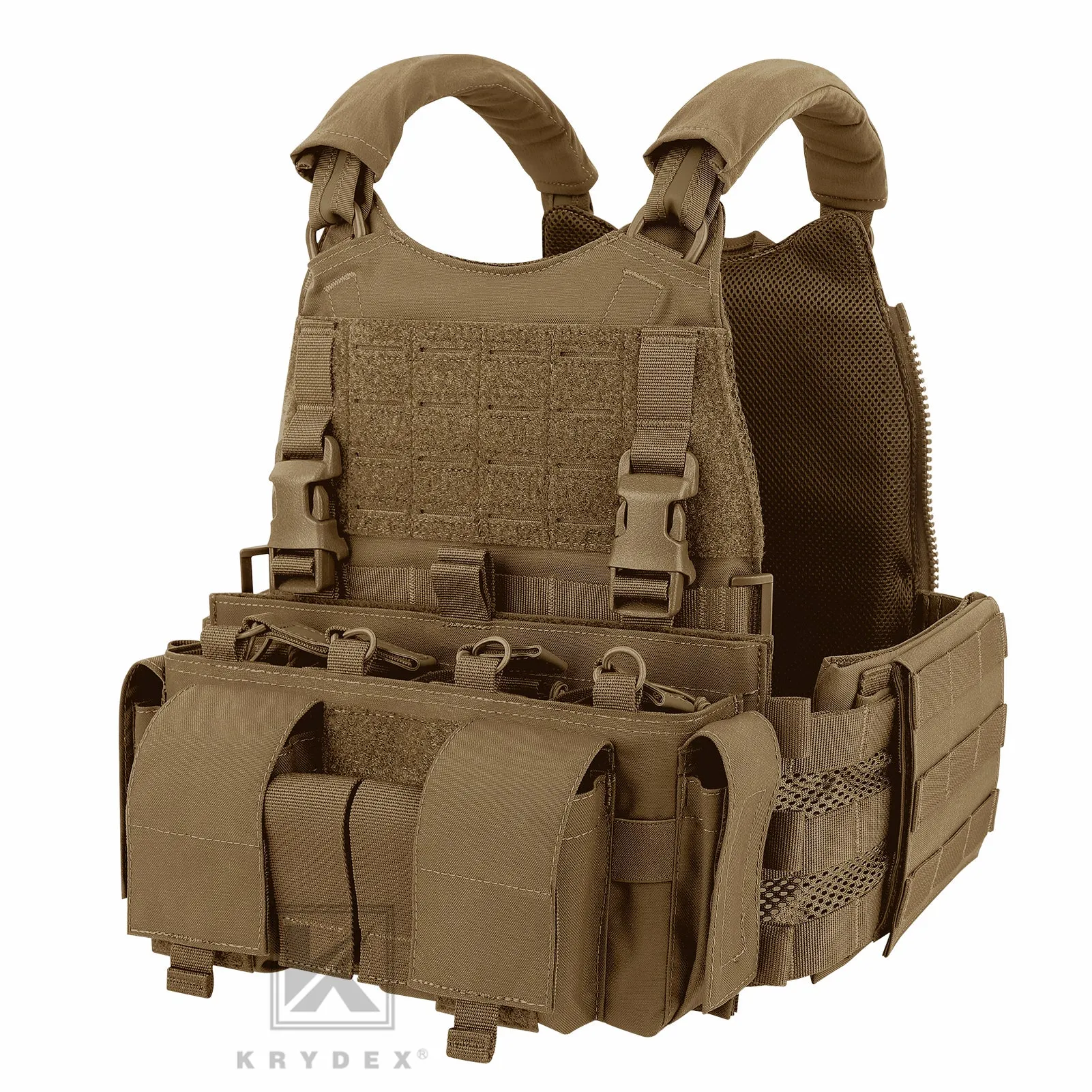 KRYDEX Tactical SCARAB Plate Carrier Heavy Duty Modular MOLLE Vest   MF IV Placard 556 & 9mm Magazine Pouch
