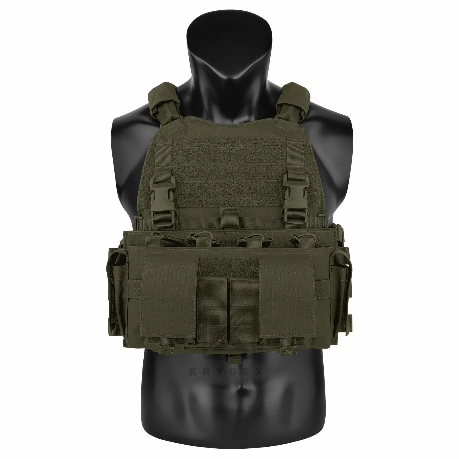 KRYDEX Tactical SCARAB Plate Carrier Heavy Duty Modular MOLLE Vest   MF IV Placard 556 & 9mm Magazine Pouch